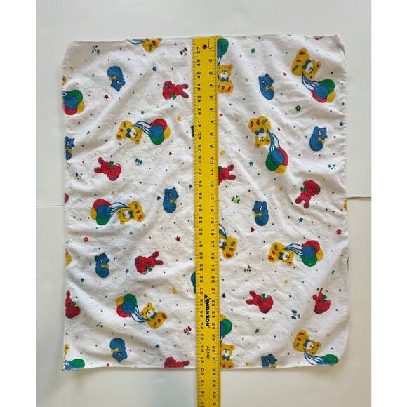 Riegel Bear Balloon Bunny Star Yellow Red Blue Green Baby Receiving Blanket Vtg - Picture 3 of 5